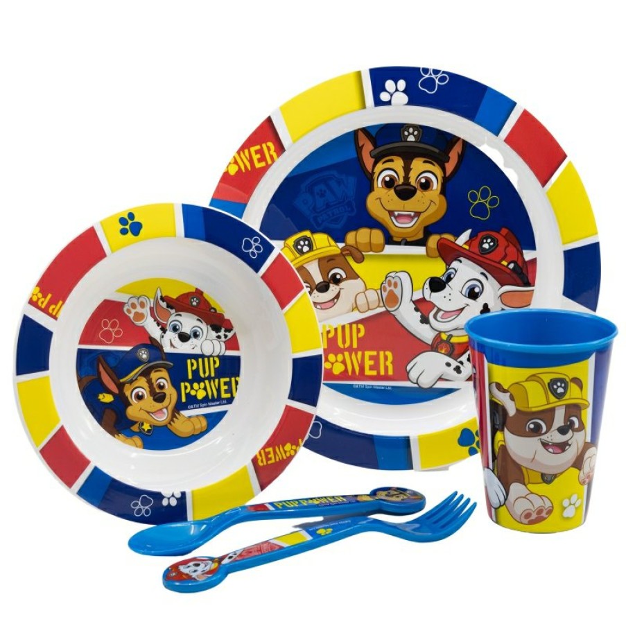 Patrulla Canina Micro 5 Pcs Set (Plate, Bowl, 260 Ml Glass And Cutlery) Paw Patrol Pup Power | Children'S Tableware