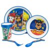 Patrulla Canina Set 5 Pcs Premium Two-Tone Non-Slip (Plate, Bowl, 260 Ml Glass And Cutlery) In Paw Patrol Pup Power Box | Children'S Tableware