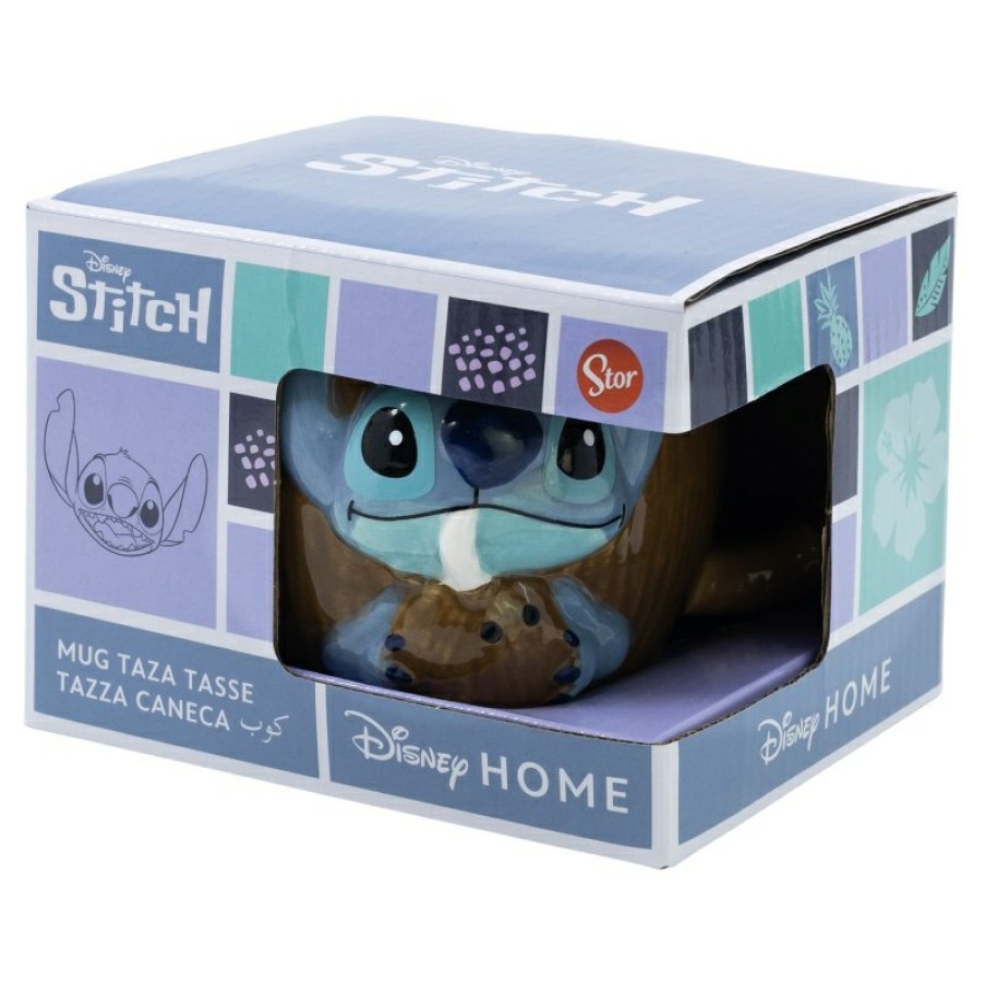 Stitch 3D Ceramic Mug 420 Ml In Stitch Coconut Gift Box | Cups