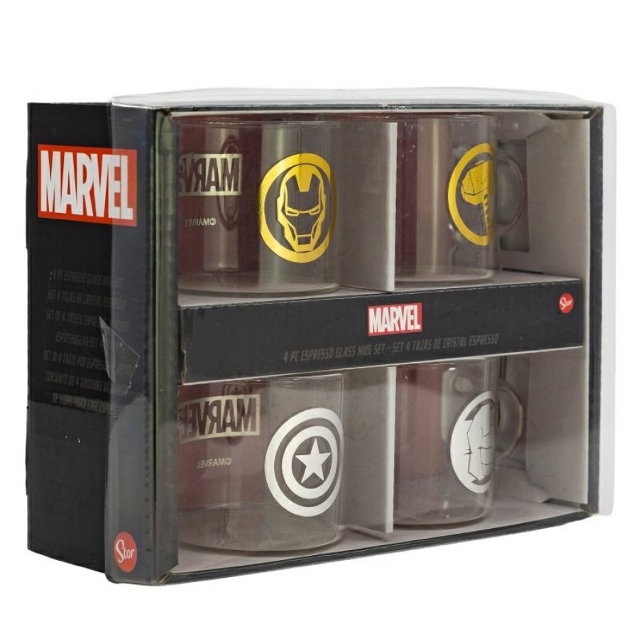 Avengers Set Of 4 Glass Espresso Cups 100 Ml Marvel Young Adult | Cups