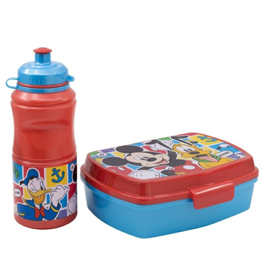 MicBest Mouse Back To School Set In Gift Box (380 Ml Sport Easy Hold Bottle And Rectangular Sandwich Bowl) Mickey Mouse Better Together | Sets