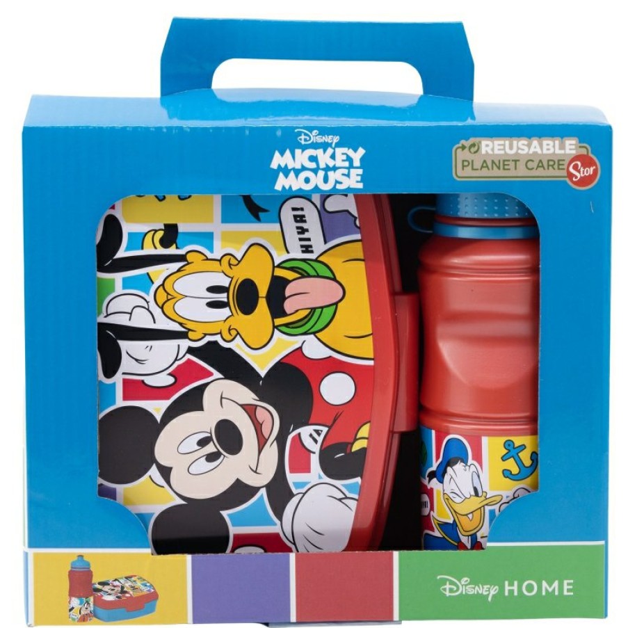 MicBest Mouse Back To School Set In Gift Box (380 Ml Sport Easy Hold Bottle And Rectangular Sandwich Bowl) Mickey Mouse Better Together | Sets