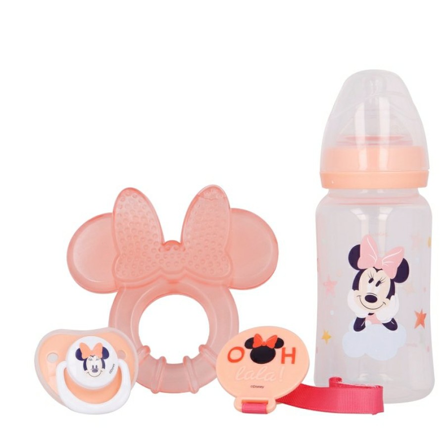 Minnie Mouse Premium 4 Pcs Set (240 Ml Bottle, Anatomical Pacifier, Teether And Pacifier Holder) Minnie Indigo Dreams | Gift Sets