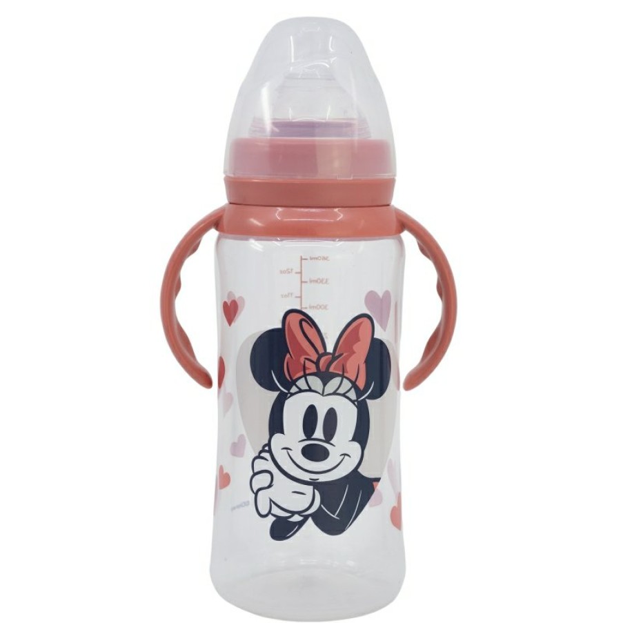 Minnie Mouse Wide Neck Bottle 360 Ml Silicone Teat 3 Positions With Handles Minnie Mouse Heart Full | Baby Bottles - Accessories