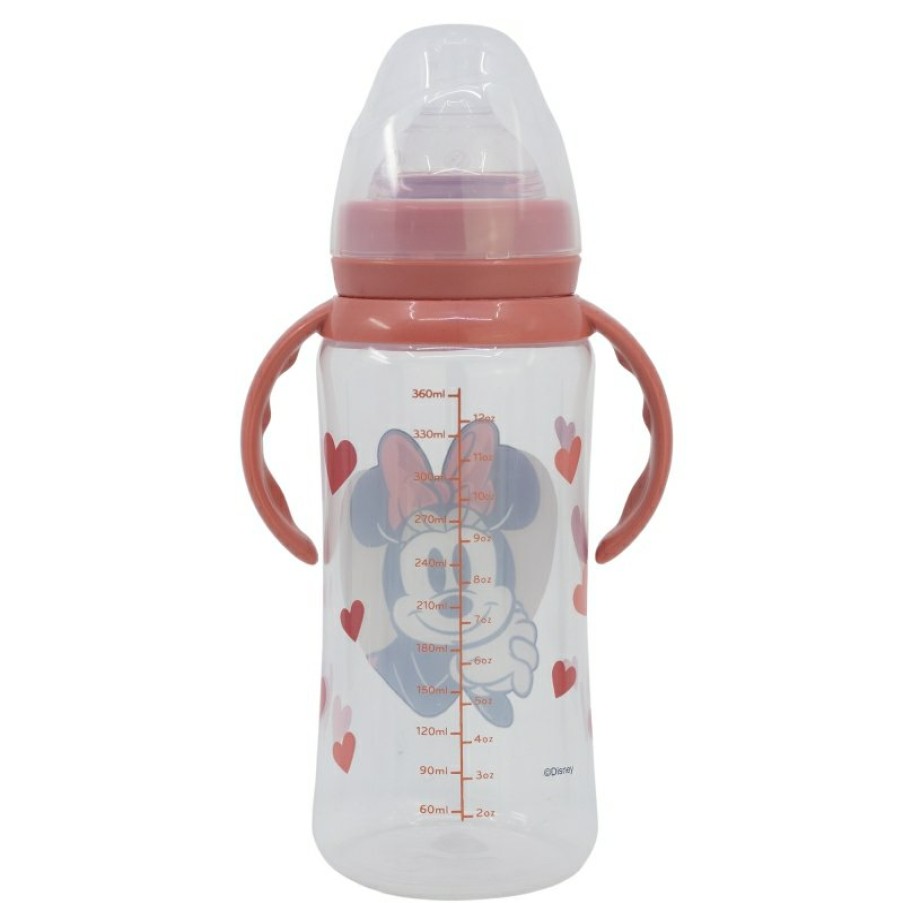 Minnie Mouse Wide Neck Bottle 360 Ml Silicone Teat 3 Positions With Handles Minnie Mouse Heart Full | Baby Bottles - Accessories