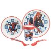 Spider-Man 5 Pcs Premium Two-Tone Non-Slip Set (Plate, Bowl, 260 Ml Glass And Cutlery) In Spiderman Arachnid Grid Box | Children'S Tableware