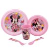 Minnie Mouse Easy 5 Pcs Set (Plate, Bowl, 260 Ml Glass And Cutlery) In Minnie Mouse Spring Look Case | Children'S Tableware