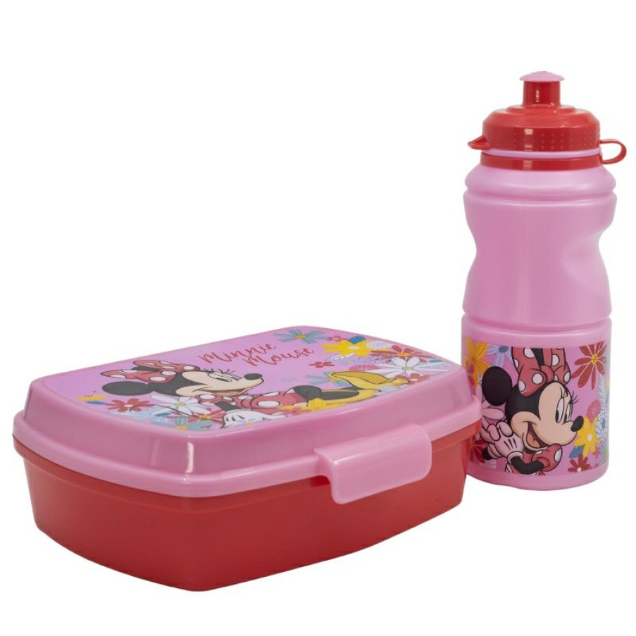 Minnie Mouse Back To School Set In Gift Box (380 Ml Sport Easy Hold Bottle And Rectangular Sandwich Bowl) Minnie Mouse Spring Look | Sets