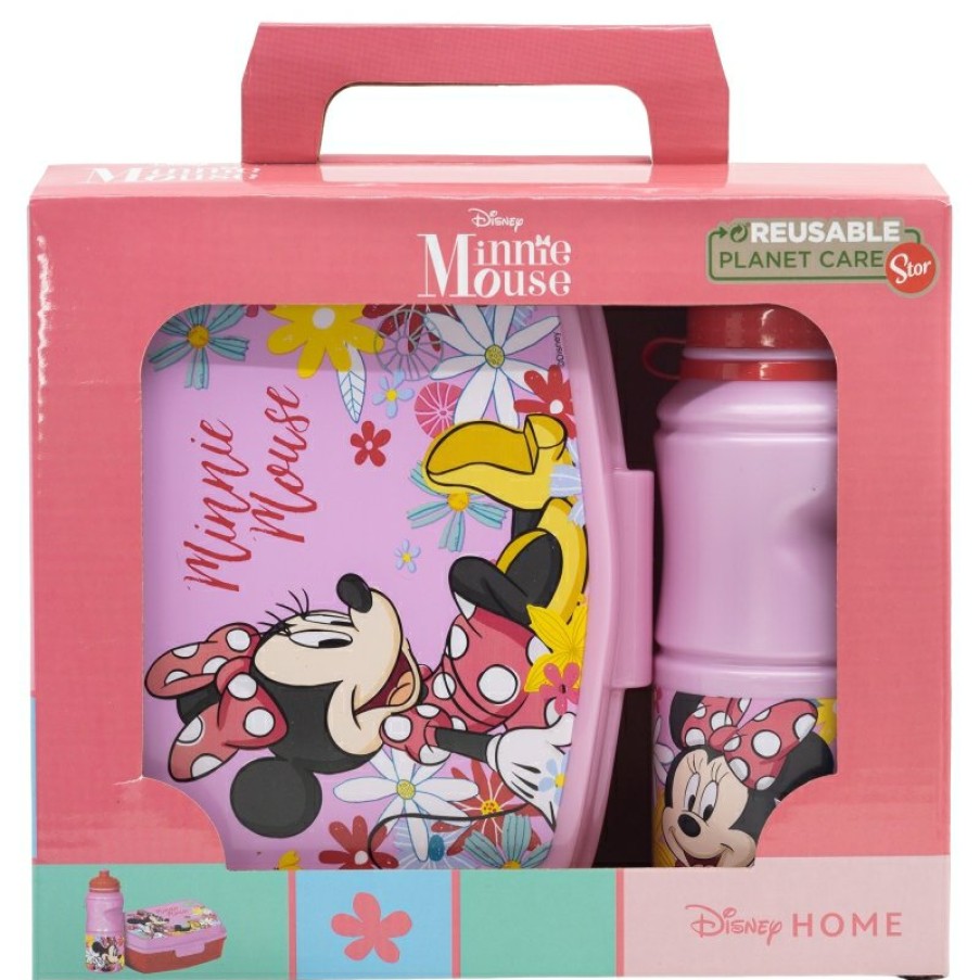 Minnie Mouse Back To School Set In Gift Box (380 Ml Sport Easy Hold Bottle And Rectangular Sandwich Bowl) Minnie Mouse Spring Look | Sets