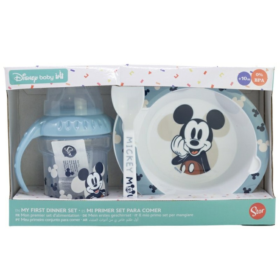 MicClearance Mouse 3Pcs Set (250 Ml Training Glass, Plate And Spoon) Mickey Mouse Full Of Smiles | Gift Sets