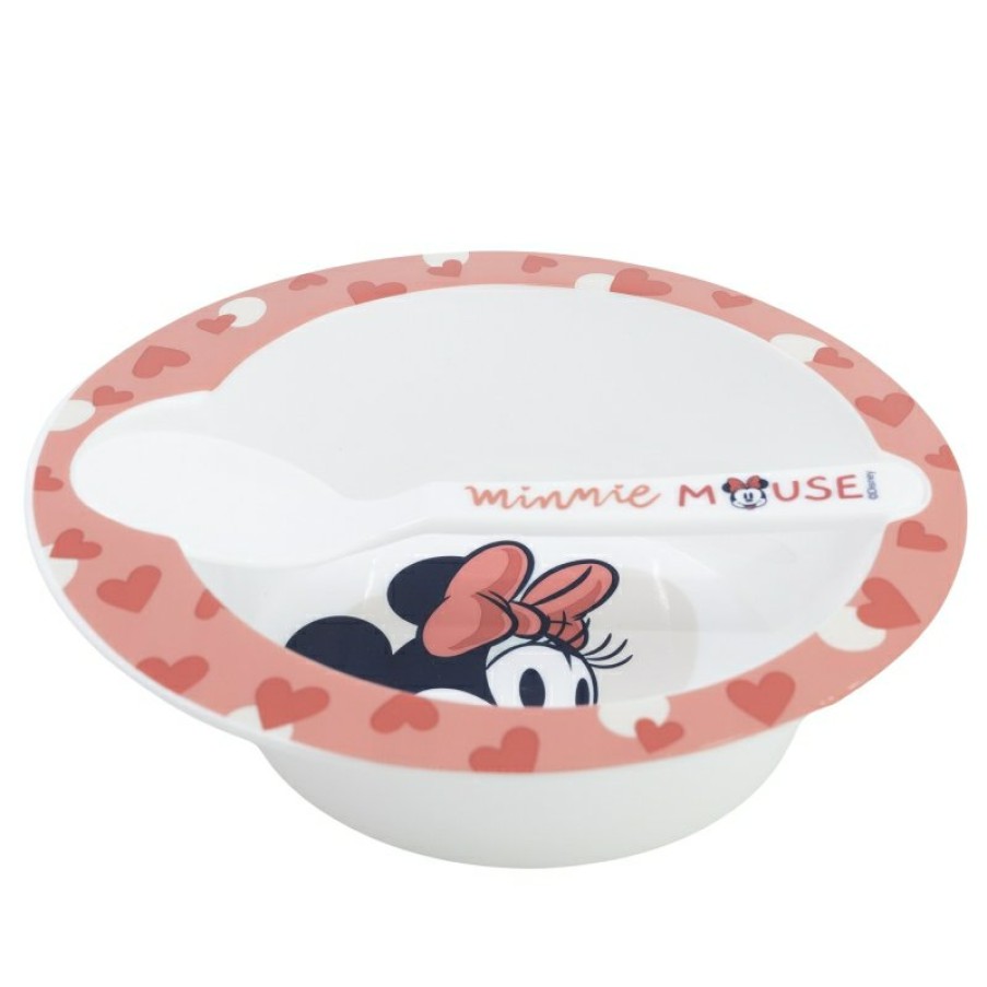 Minnie Mouse Micro Toddler Set 2 Pcs (Bowl And Spoon) Minnie Mouse Heart Full | Plates And Bowls