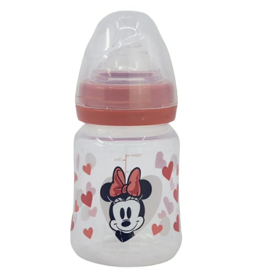 Minnie Mouse Wide Neck Bottle 150 Ml Silicone Neat 3 Positions Minnie Mouse Heart Full | Baby Bottles - Accessories