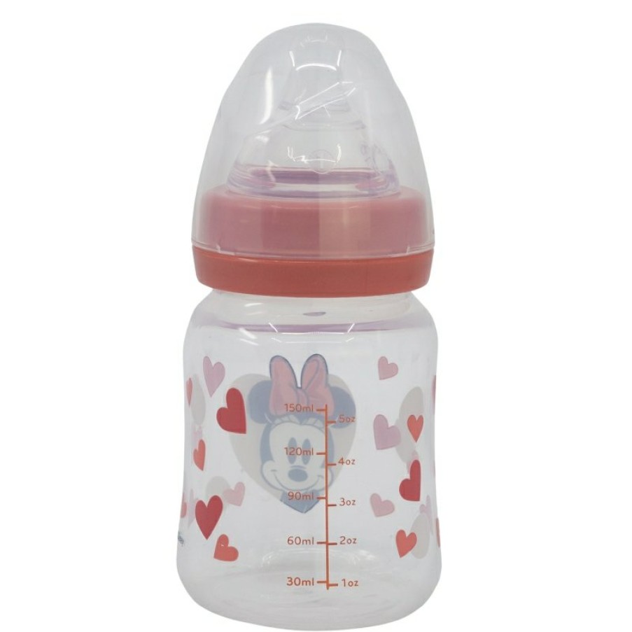 Minnie Mouse Wide Neck Bottle 150 Ml Silicone Neat 3 Positions Minnie Mouse Heart Full | Baby Bottles - Accessories