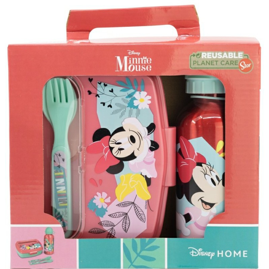 Minnie Mouse Urban Back To School Set 4 Pcs (400 Ml Aluminum Bottle And Sandwich Bowl With Cutlery) Minnie Mouse Being More Minnie | Sets