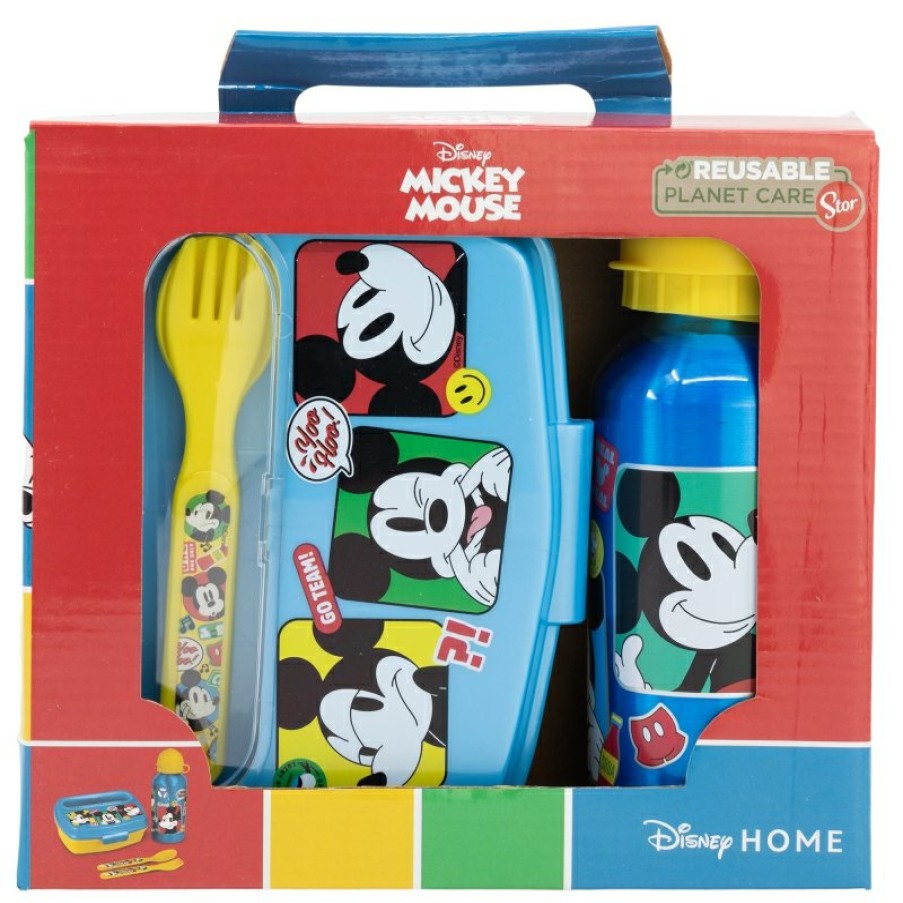 MicClearance Mouse Urban Back To School Set 4 Pcs (400 Ml Aluminum Bottle And Sandwich Bowl With Cutlery) Mickey Mouse Fun-Tastic | Sets