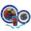 Spider-Man Micro 5 Pcs Set (Plate, Bowl, 260 Ml Glass And Cutlery) Spiderman Arachnid Grid | Children'S Tableware