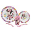 Minnie Mouse Micro 5 Pcs Set (Plate, Bowl, 260 Ml Glass And Cutlery) Minnie Mouse Spring Look | Children'S Tableware