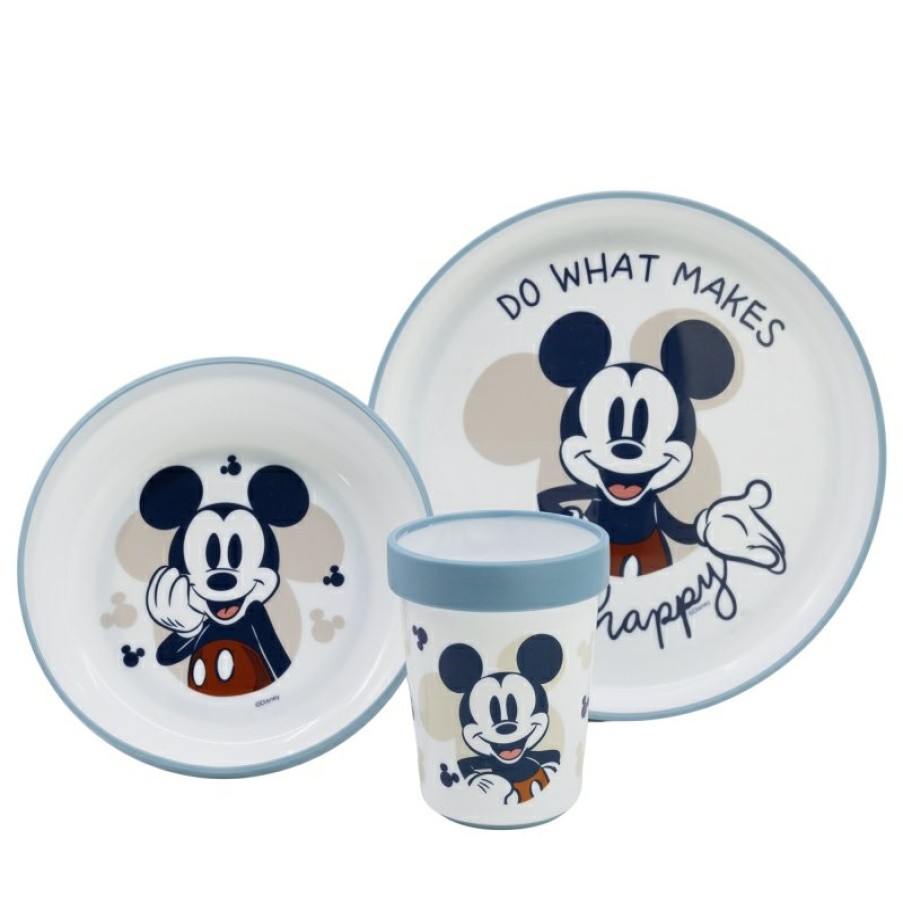 MicBest Mouse Set 3 Pcs Premium Two-Tone Non-Slip Dinnerware Mickey Mouse Full Of Smiles | Plates And Bowls