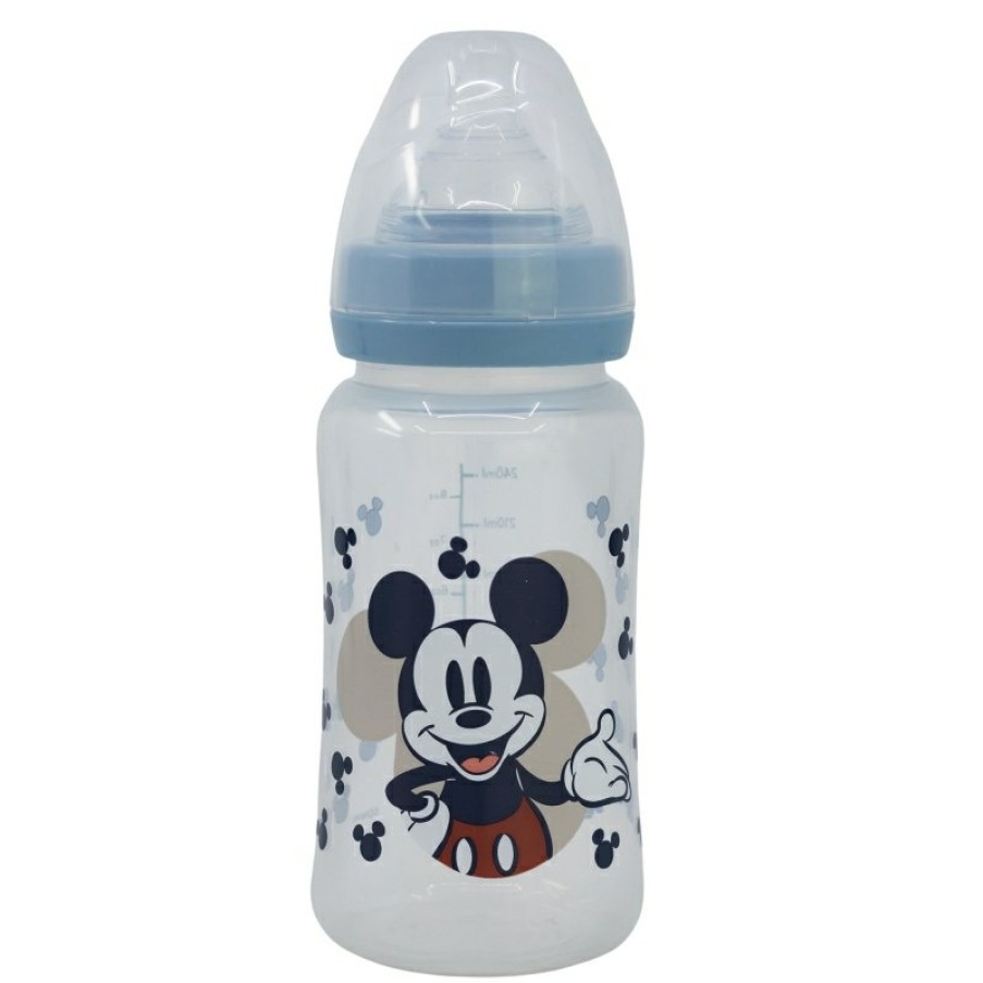 MicClearance Mouse Wide Neck Bottle 240 Ml Silicone Teat 3 Positions Mickey Mouse Full Of Smiles | Baby Bottles - Accessories