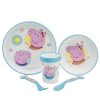 Peppa Pig 5 Pcs Premium Two-Tone Non-Slip Set (Plate, Bowl, 260 Ml Glass And Cutlery) In Peppa Pig Core Box | Children'S Tableware