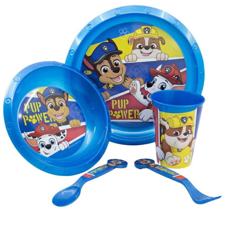 Patrulla Canina Easy 5 Pcs Set (Plate, Bowl, 260 Ml Glass And Cutlery) In Paw Patrol Pup Power Case | Children'S Tableware