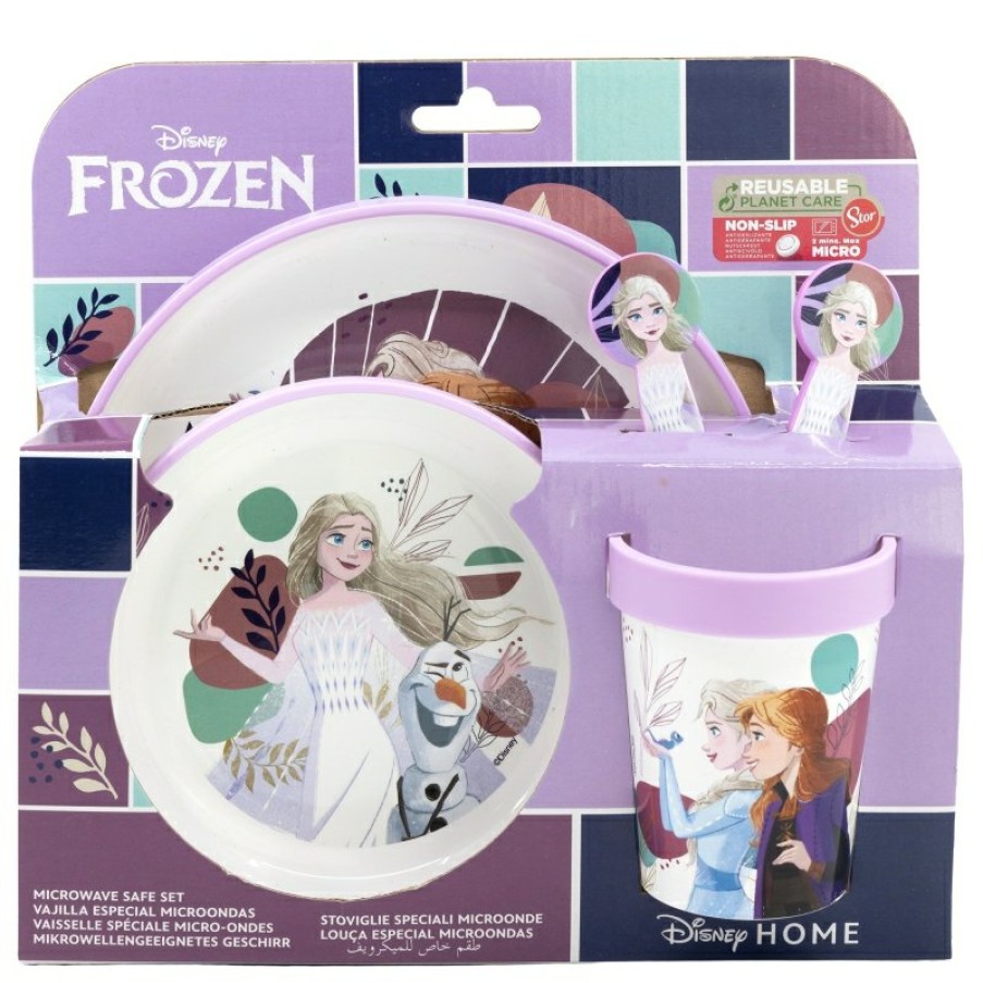 Frozen 5 Pcs Premium Two-Tone Non-Slip Set (Plate, Bowl, 260 Ml Glass And Cutlery) In Frozen Trust The Journey Box | Children'S Tableware