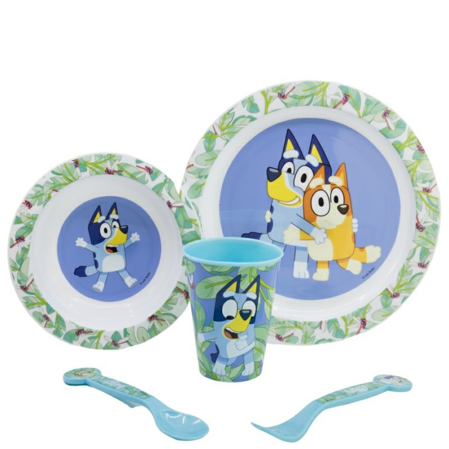 Bluey Micro 5 Pcs Set (Plate, Bowl, 260 Ml Glass And Cutlery) Bluey | Children'S Tableware