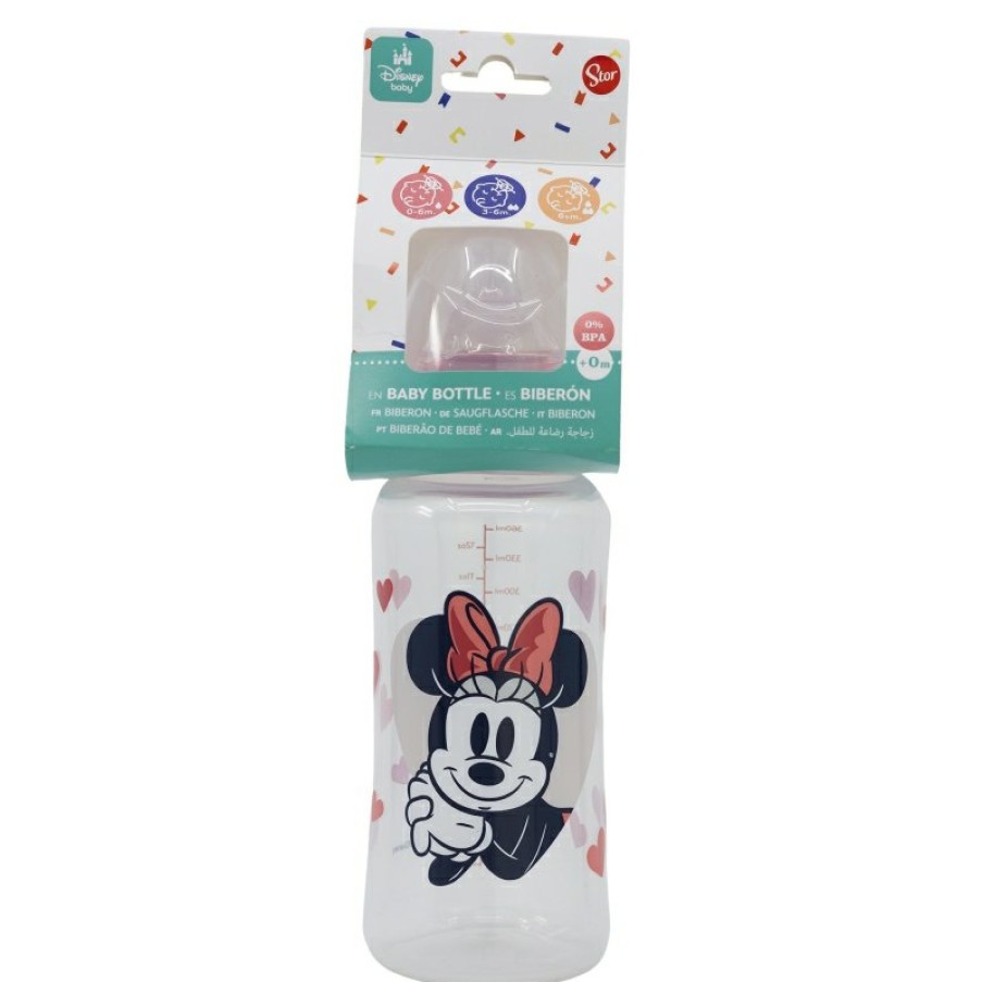 Minnie Mouse Wide Neck Bottle 360 Ml Silicone Neat 3 Positions Minnie Mouse Heart Full | Baby Bottles - Accessories